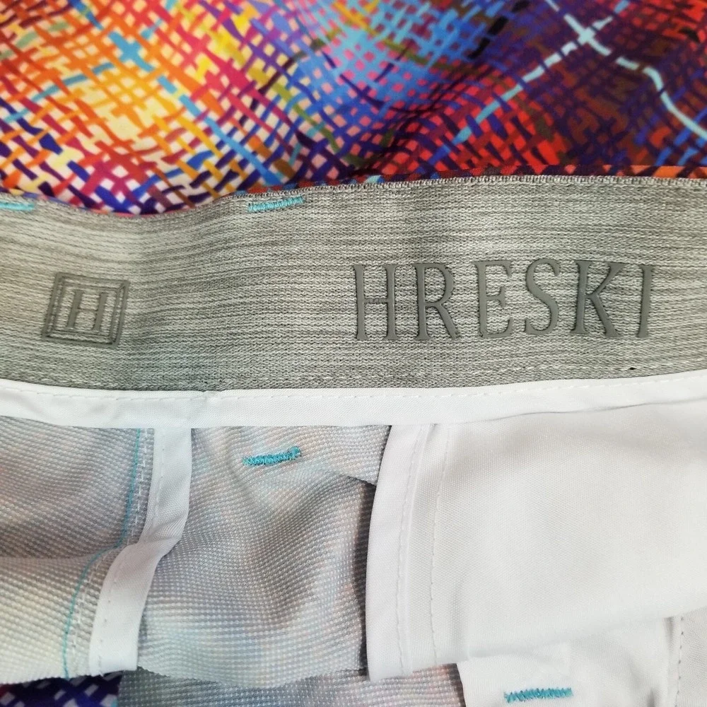 Hreski Shorts Men‎ 38 Colorful Plaid Golf Performance Chino Stretch 10